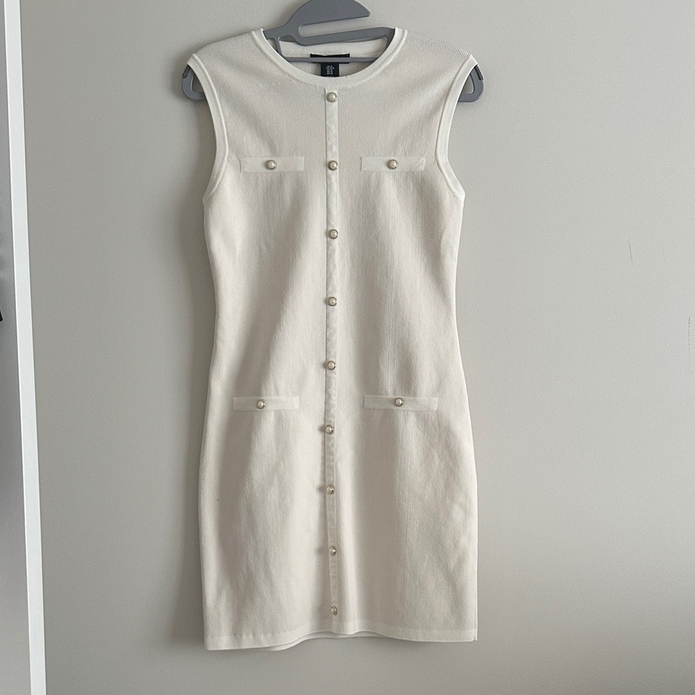 Sincerely Jules Pearl-Button White Mini Dress